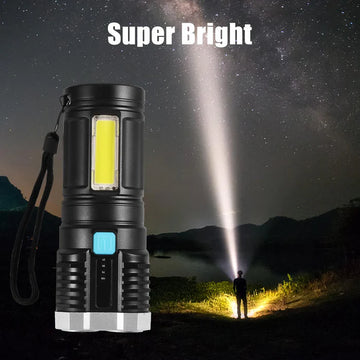 Multifunctional Strong 4 LED Torch Light, Portable Rechargeable Flashlight