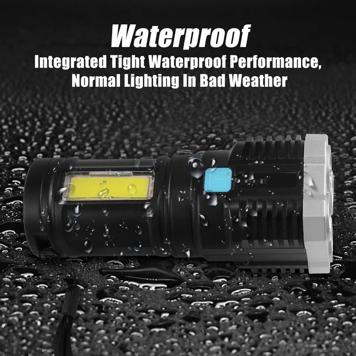 Multifunctional Strong 4 LED Torch Light, Portable Rechargeable Flashlight